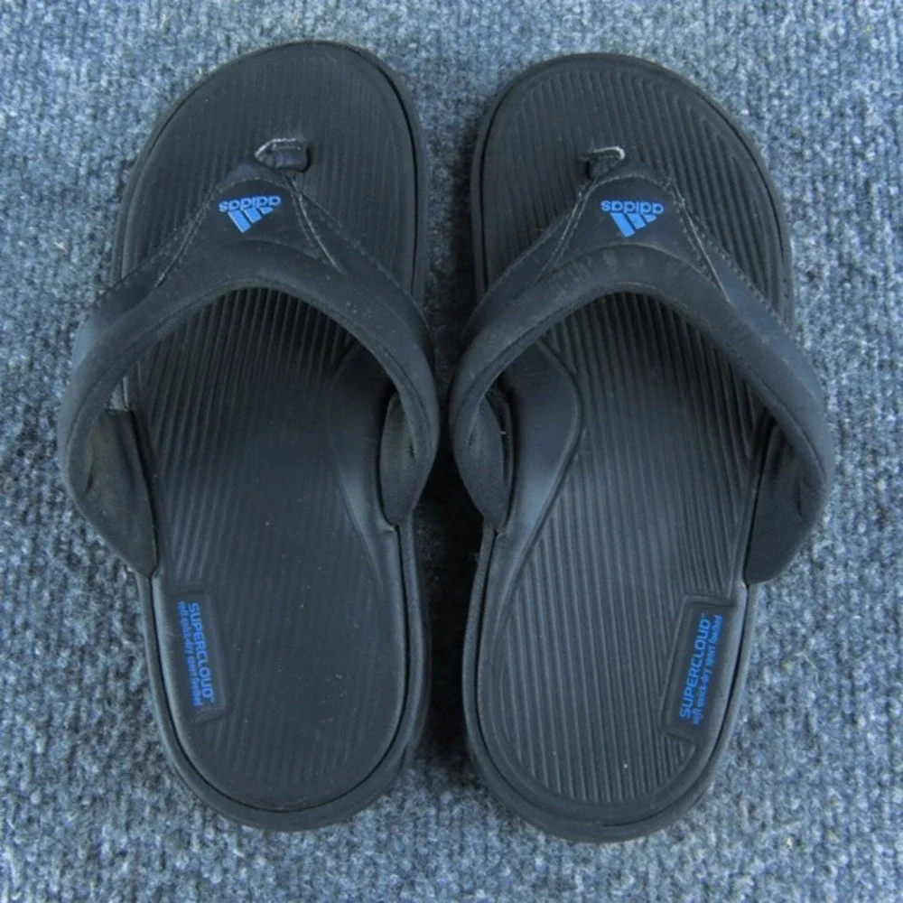 adidas Boys Flip Flop Shoes Sz Y 2 Medium‎ Sandal Black Synthetic Slip On